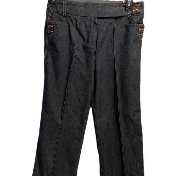 Larry Levine SPT Stretch Dark Wash Wide Leg Pant with Eclectic Details! - Picture 1 of 10